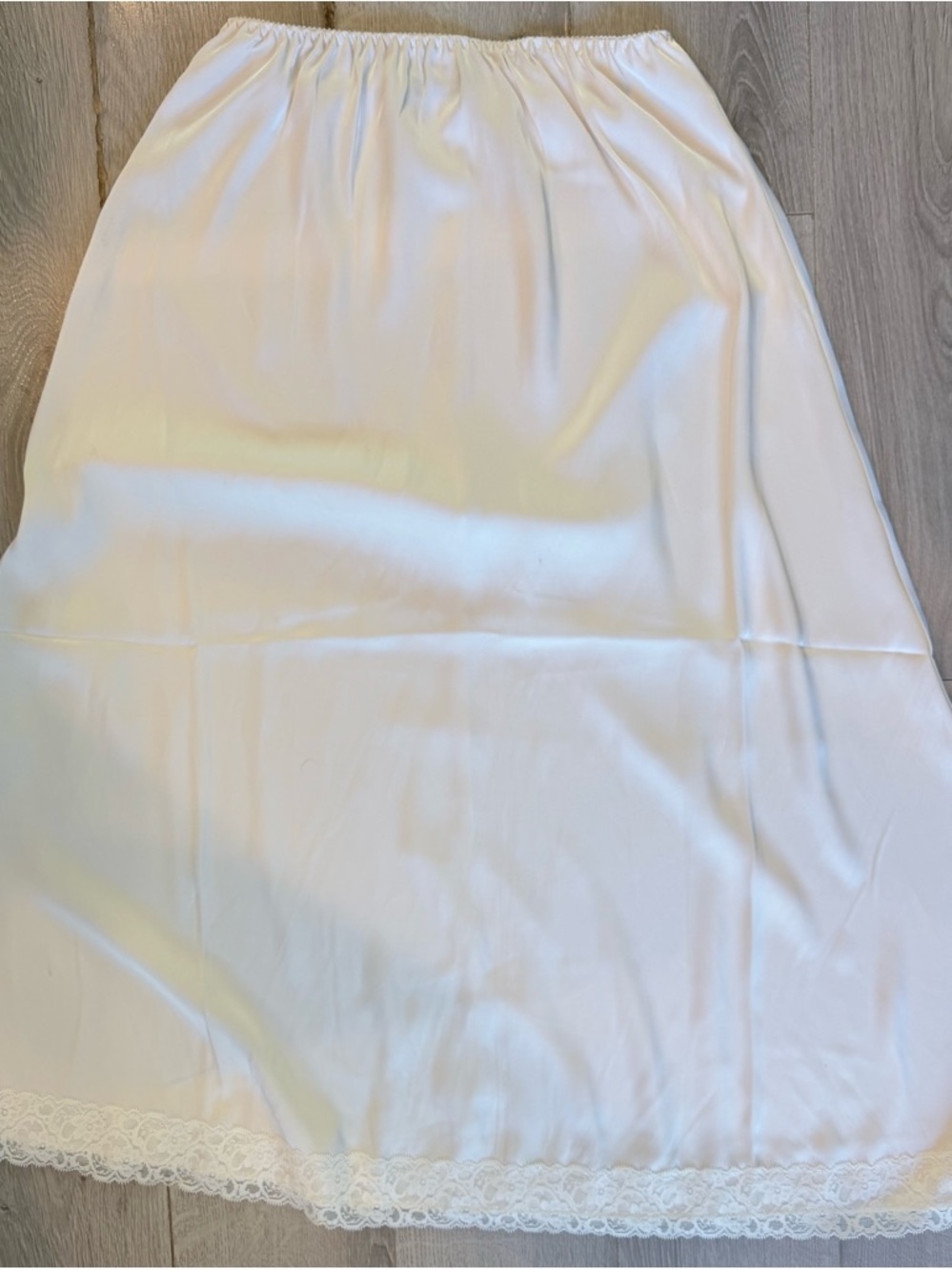 Brandy Melville White Midi Slip Skirt with Lace Trim